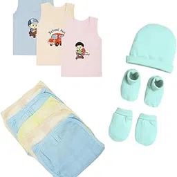 Fash-N-Vibe Infant Care Set with Vests Nappies Napkins Cap Mittens Booties and Labeled Washcloths for Babies Months Essentials Bundle for Gifting Travel and Daily Needs_14-picture-34