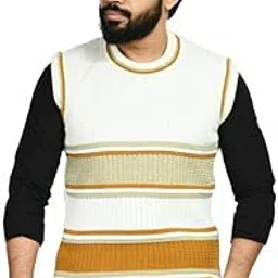 manra Men Round Neck Wide Stripe Sleeveless Woolen Winter Pullover Sweater_ (Men OSWAL Sleeveless Sweater/Size 38-40)-picture-15