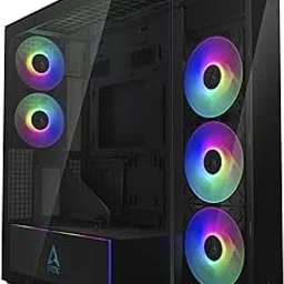 ARCTIC Xtender VG (Mirror Black) with Vertical GPU Mount | PLCe 4.0 Raiser Cable| - PC Case, Mirrored Glass, 2 x 420 mm Radiator Support, Midi Tower, E-ATX, 5X A-RGB Fans pre-Mounted - Black-image-52
