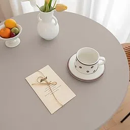 TRENDIVIBE Table Cloth Stretchable Oil Anti Table Cover for Picnic Patio Wedding Gray Diameter 90 cm-image-6