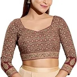 vamas Women's Cotton Padded Self Design Half Sleeve Readymade Saree Blouse (X-1222.3-4)-picture-18