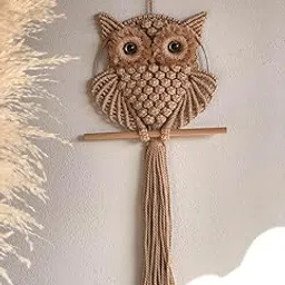 tms Bohemian Owl Macramé Wall Hanging - 12 x 23 Inch - Handcrafted Boho Home Décor with Natural Elements - Boho Chic Accent for Home, Office, or Living Room (Beige)-image-18