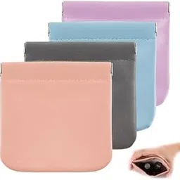 Lambskin Pocket Cosmetic Bag, Waterproof Portable Small Makeup Bag No Zipper Self-closing Small Makeup Pouch for Women Mini Makeup Bag Travel Storage for Cosmetics Headphones Jewelry (Pack of 4, Blue)-picture-39
