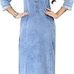 aprika Straight Denim Kurta for Women Light Blue Color-picture-49