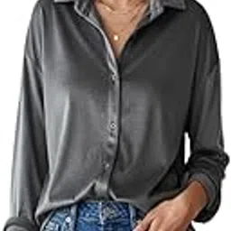 maykr Ladies Velvet Casual Shirt | Full Sleeve Button Down Top | Trendy Elegant Winter Wear for Women | Winter Shirt for Women's-picture-40