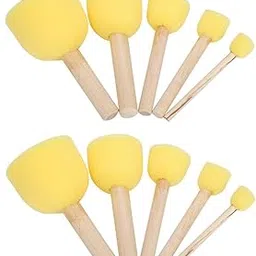 worison 10pc Round Stencil Sponge Yellow Dabber with Wooden Handle – Foam Brush Set for Furniture, Art Crafts, Painting, and DIY Projects-picture-18