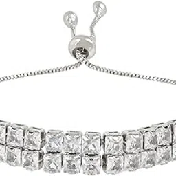 i jewels Stylish Silver Plated Cubic Zirconia American Diamond Special Adjustable Bracelet For Women-picture-12