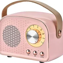Aresrora Retro Bluetooth Speaker,Wireless Vintage Speaker, 5 Watts Outdoors Wireless Portable Bluetooth Speaker Supports Tws Pairing/U-Disk/Tf Card/Aux For Home,Travel,Outdoor (Pink)-picture-43