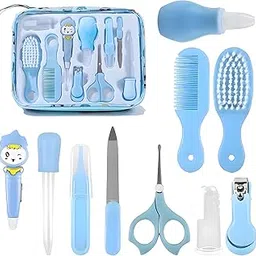 JINILA 10 in 1 Baby Grooming Kit Portable New Born Baby Grooming Set Complete Manicure and Healthcare Kit for Infants, Toddlers, and Kids (Set of 1, Blue)-image-5