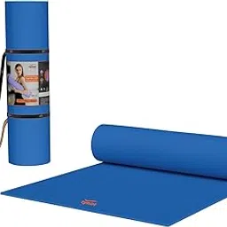 Tynor Yoga Mat EVA, Non-Slip, Eco-Friendly Exercise, Workout & Fitness Mat for Men & Women, Home, Gym & Outdoor Use | Durable, Foldable & Cushioned Support With Carrying Strap | 6 MM | Blue | 1 Unit image 1