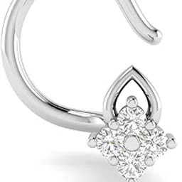 avsar 18KT White Gold and Diamond Nose Ring for Women-picture-22