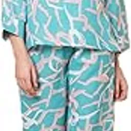 rosemelon Women's Abstract Print Coord Set, Long Sleeve Button-Down Shirt with Pants, Black and Pink Pattern-picture-37