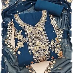 nayanthara trends Women's Faux Georgette Unstitched Suit with Embroidery Zari and Zarkan Diamond Work-picture-36
