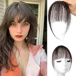 AHS 10 Inches Front hair bangs | Human hair Bangs for women & girls | Clip in Bangs for women Human Hair | Front Curtain Extensions Real Human Hair-picture-51
