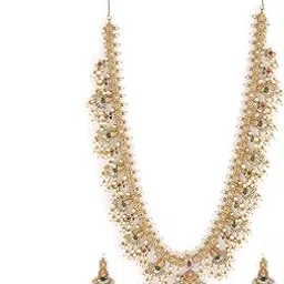 rubans 22K Gold-Plated Cubic Zirconia Studded Temple Jewellery Set with Pearls For Women and Girls – Perfect for Weddings and Special Occasions-picture-30