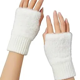 topibaaz Girls Winter Gloves with Touch Screen Finger for Women Woolen warm Rabbit Fur Gloves Mittens | Soft Fleece Windproof Mobile Screen Touch Hand Gloves (Freesize)-picture-33