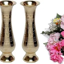 RM Metals Pure Hand Crafted Pair Brass Flower Vase for Home Decoration Size 2.5 x 2.5 x 7 Inch of Brass Set of 2 Vase-image-35