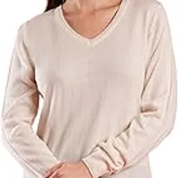 globus Women V-Neck Self Design Ribbed Hem Flat Knitted Pullover Sweater-picture-30
