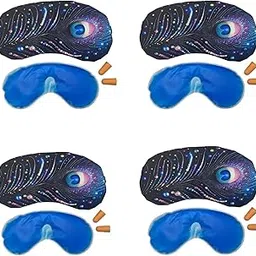 Samtrish Reusable Eye Mask for Sleep – Elegant Peacock Print, Gel Insert & Foam Earplugs – Complete Sleep Solution for Travel & Relaxation. | Pack of 4-picture-12