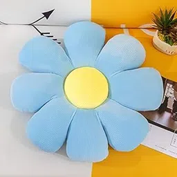 Flower Pillows Cushion Pack of 1 Seating Pad Sunflower Chair Cushion Throw Pillow for Comfort Home Decoration Use for Car Room, Office, Gifts for Girls, Kids (Size: 35 cm) (Blue)-picture-17