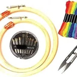 ROYAL VILLA® Special Combo Pack of 2 Embroidery Hoop of 5,7 Inches + 10 Multicolored Cotton Skeins 8mtr. Each Multicolor + 1 Thread Cutter + Pack of 30 Needles - for Sewing and Embroidery Work-picture-52