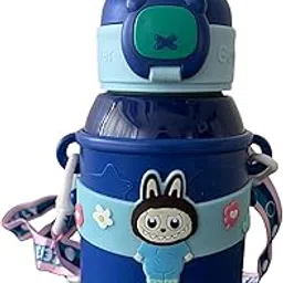FUBIX Kids Water Bottle, Vacuum Insulated Stainless Steel, Push Button Sipper, 450ml Capacity, Leak-Proof Design, BPA-Free, 24 Hours Hot/Cold, Perfect for School and Play (Blue)-picture-17