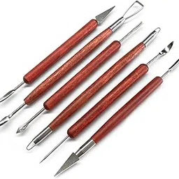 Clay Sculpting Tools, 6 PCS Double-Ended Stainless Steel Polymer Clay Tools, Wooden Handle Pottery Tools for Embossing, Carving Tools and Supplies-picture-49