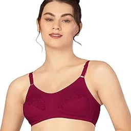 lovable Women Cotton Non-Padded Seamed Wire-Free with Lace-Crisscross Bra Accented and Adjustable Straps U-Neck Full Coverage Bra - PD-6011-picture-46