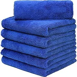 Auto Hub Microfiber Cloth for Car - 250 GSM (40x40 CM) Car Cleaning Cloth, Thick Plush, Lint Free, Streak Free Microfiber Cloth for Bike & Car Washing & Drying Pack of 5-Blue-image-23