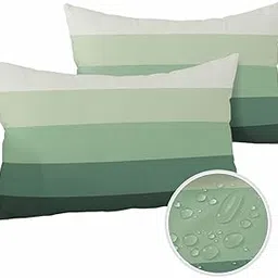 LBDecor Outdoor Throw Pillow Covers 20x12 Waterproof Green Gradient Texture Outdoor Pillows Decorative Pillow Covers Cushion Covers Pillowcase for Patio Garden Couch Set of 2,Abstract Stripes-picture-34