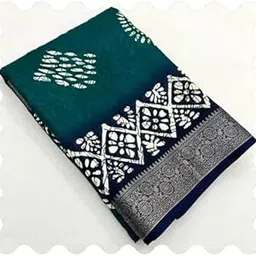 Women's Batik Printed Bandhani Dola Silk Saree With Zari Border-image-0