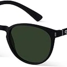 woggles |Full Rim Round Branded Latest and Stylish Sunglasses |Polarized and 100% UV Protected |Unisex | Medium |Lens: Green, Frame: Black-picture-53