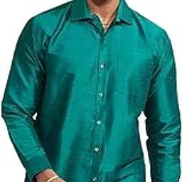 vm Men's Silk Blend Ethnic Shirt - Traditional Men’s Silk Shirt for Festive Occasions, Onam | Ethnic South Indian Silk Shirt Full Sleeves | Perfect for Weddings and Celebrations-picture-14