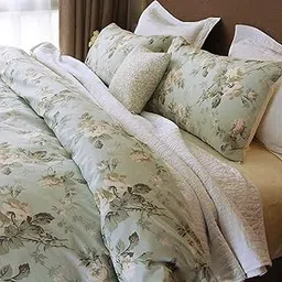 Brandream Duvet Cover King French Country Garden 100% Egyptian Cotton Floral Bedding Set Asian Style Tapestry Pattern Chinoiserie Peony Blossom Tree Branches Multicolored Design (King,Mint Green)-image-16