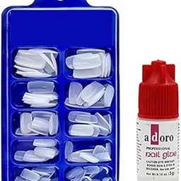 KRAZY GIRL NATURAL acrylic artificial shining fake nails french manicure french nails yellowish white (Pack of 100)-picture-29