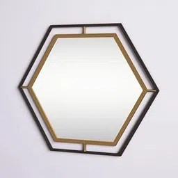 ARTESSA Modern Designer Hexagonal Mirror for Living Room with Metal Frame (60 x 75)-picture-34