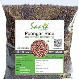 SAARA Organic Hand Pounded Poongar Red Rice, 450 gm | Traditional Red Rice | Hand Pounded Red Rice | Red Chawal | Lal Chawal | Tinni Chawal-picture-22