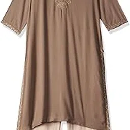 biba Women's Rayon Kurta Suit Set (SKD7452ESS23BRN_Off White-picture-32
