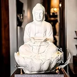 SwarnHouse Decors® Lotus Buddha Water Fountain for Home | Offic| Garden Big Size - 3 FT | Best Gift for Any Occasion | Beautiful Home Decor Items for Living Room (White)-image-40