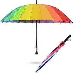 dd world Auto Open and Close Umbrela Windproof Rainbow Umbrella, 3 Fold Fully Automatic Rain Sun Uv Protection Foldable Auto Open Close Umbrella For Men,Women,Kids,Girls,Boys Rainbow Umbrella image 1