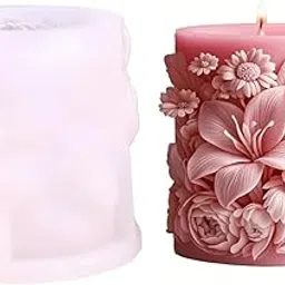 Rose Pillar Candle Mould 3D Rose Flower Candle Mold for DIY Candle Making Wax Melts Aromatherapy Soap Polymer Clay Crafting Resin Casting Home Decoration Floral Plaster Home Decor Candles-image-2