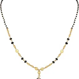 asmitta 1gm Black Beaded Temple Mangalsutra | South Indian Traditional Gold Plated Long Chain with Artificial Tanmaniya Pendant for Women_NewLT-picture-46