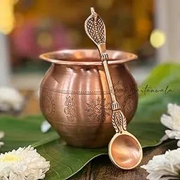 Copper/Tamba Kalash/Lota with Charnamrit Spoon (for Havan, Pooja, Paath, Surya Jal, Mandir and Yagya)-picture-18