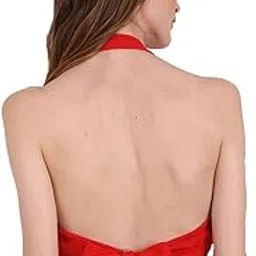 the blazze 1381 Women's Basic Sexy Solid Backless Halter Neck Slim Fit Sleeveless Crop Top for Women-picture-24