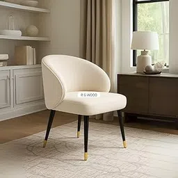 R G Wood Dining Chair | High-Density Foam Seat | Bookley Fabric Upholstery | Sheesham Wood & Plywood Frame | Modern Comfortable Accent Chair for Dining Room, Kitchen, Living Room (Off White)-picture-27