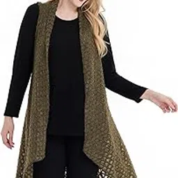 dikalady Women's Open Weave Long Vest Casual Sleeveless Crochet Open Front Knit Cardigan-picture-41