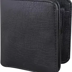 Men Trendy Black Artificial Leather Wallet | Card Holder Slot Coin Pocket Classy Gifts for Men | Black Regular Size (7 Card Slots) image 1