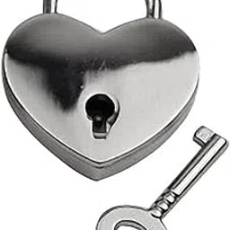 MYADDICTION Mini Padlock Heart Shape Luggage Case Padlock with Key Silver Antiques Silver Alloy Architectural & Garden | Hardware | Locks & Keys Antiques | Architectural & Garden | Hardware | Locks image 1