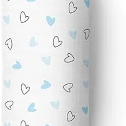 The White Cradle 100% Organic Cotton Baby Swaddle Wrap, Large 112x112 cm Super Soft Muslin, 1 pc Pack, Blue Hearts-picture-69