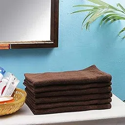FRESH FROM LOOM: 6pc Fur Collection Hand Towel Napkin Set - Premium Cotton, 500 GSM, Double Stitched, High Absorbency, Size - 16x24 Inch, Brown-image-14